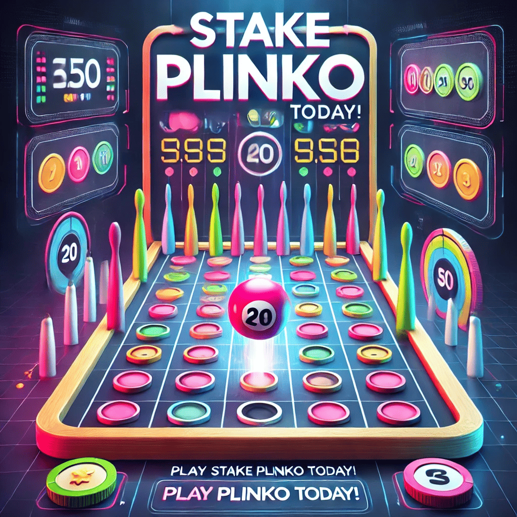 Exciting Stake Plinko game board with bouncing ball, showcasing winnings and suspenseful gameplay.